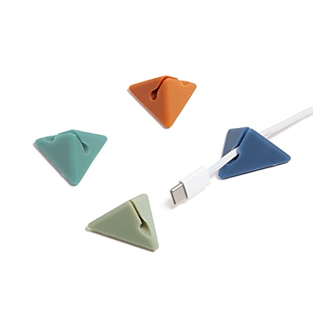 U Brands&reg; Adhesive Pyramid Cord Organizers, Assorted Colors, Set Of 4 Organizers