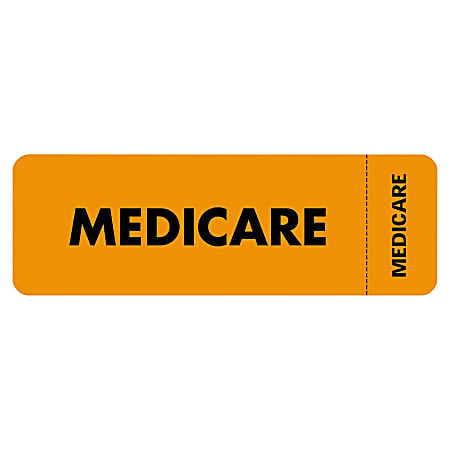Tabbies® Permanent "Medicare Insurance" Label Roll, TAB03080, Orange, Roll Of 250