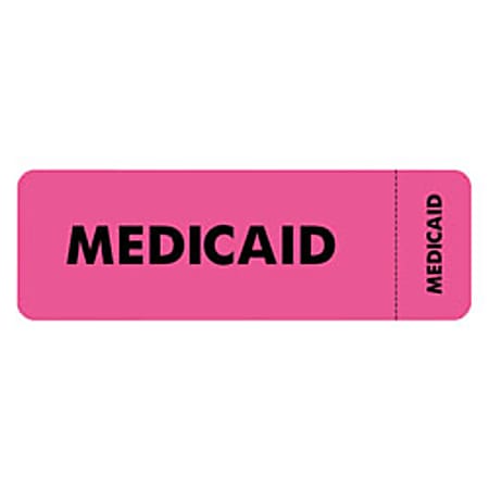 Tabbies Permanent "Medicaid Insurance" Label Roll, Pink, Roll Of 250