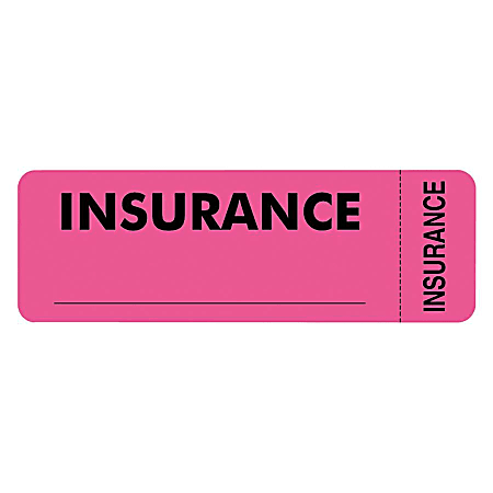 Tabbies® Permanent "Insurance" Label Roll, TAB06420, Pink, Roll Of 250