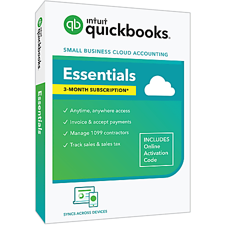 QuickBooks&reg; Online Essentials 2023 For PC, 3-Month Subscription, Windows&reg; 10, Product Key