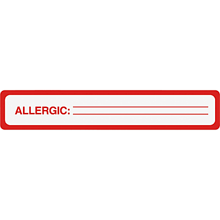 Tabbies® Permanent Allergic To: Allergy Label Roll, TAB40561, Red, Roll Of 175