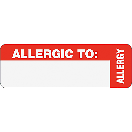 Tabbies® Permanent "Allergic To:" Medical Wrap Label Roll, TAB40562, Red, Roll Of 500