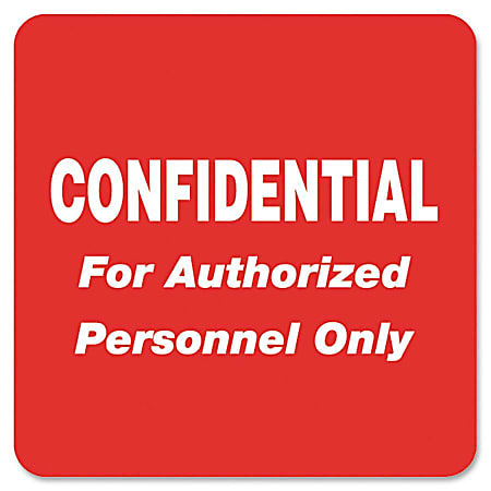 Tabbies® Permanent "Confidential Authorized Personnel" Only Label Roll, TAB40570, Red, Roll Of 500
