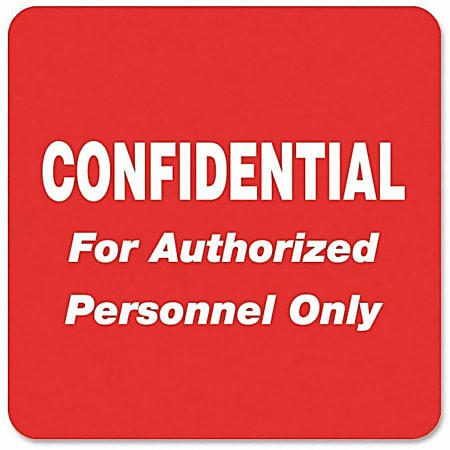 Tabbies® Permanent "Confidential Authorized Personnel" Only Label Roll, TAB40570, Red, Roll Of 500