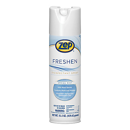Zep Freshen Disinfectant Spray, 15.5 Oz, Spring Mist Scent, Carton Of 12 Bottles