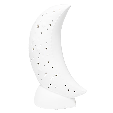 Simple Designs Porcelain Moon-Shaped Table Lamp, 10-3/16"H, White