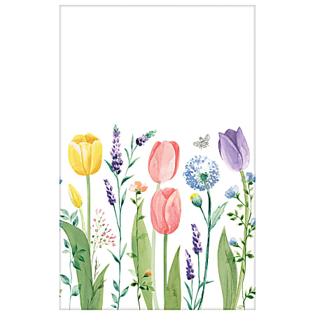 Amscan Spring Tulip Garden Plastic Table Covers, 54" x 102", Multicolor, Set Of 3 Covers