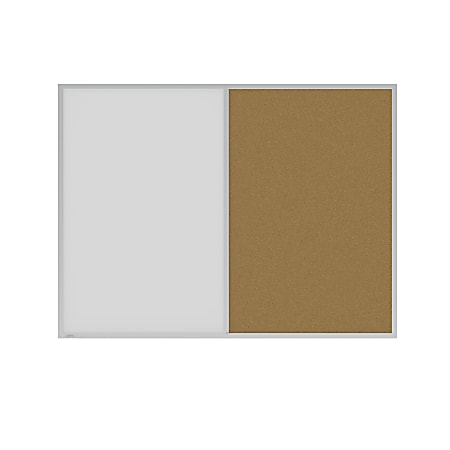 Ghent Non-Magnetic Whiteboard Corkboard Combo, 36” x 48”, White, Natural Aluminum Frame