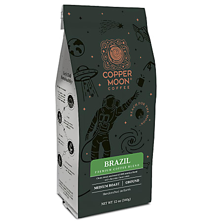 Copper Moon® Coffee Ground Coffee, Brazil Blend, 12 Oz Per Bag