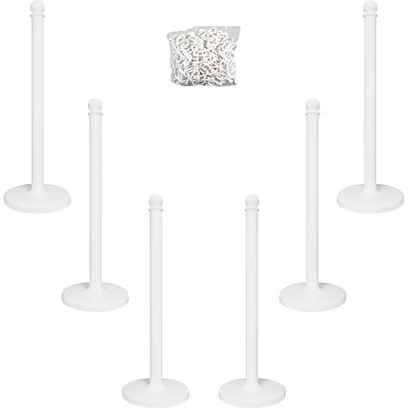 Tatco Plastic Stanchions, 14" x 14" x 39", White, Box Of 6