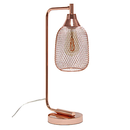 Lalia Home Industrial Mesh Desk Lamp, 19"H, Rose Gold