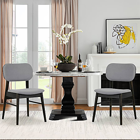 Glamour Home Babette Fabric Dining Accent Chairs, Gray/Black, Set Of 2 Chairs