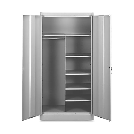Tennsco Combination Wardrobe/Storage Cabinet, 72"H x 36"W x 18"D, Light Gray