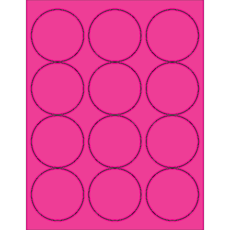 Office Depot® Brand Labels, LL194PK, Circle, 2 1/2", Fluorescent Pink, Case Of 1,200