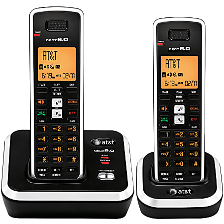 AT&T AT3211-2 DECT 6.0 Digital Dual-Handset Phone With Caller ID/Call Waiting, Black/Silver
