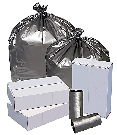 Highmark™ Linear Low Density Can Liners, 1.6-mil, 40 - 45 Gallons, 40" x 46", Silver, Box Of 50