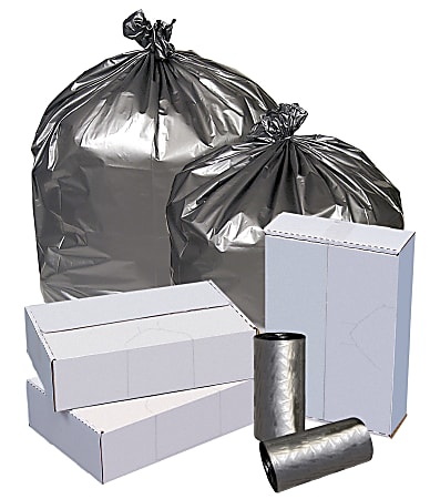 Highmark™ Linear Low Density Can Liners, 1.7-mil, 60 Gallons, 38" x 58", Silver, Box Of 50