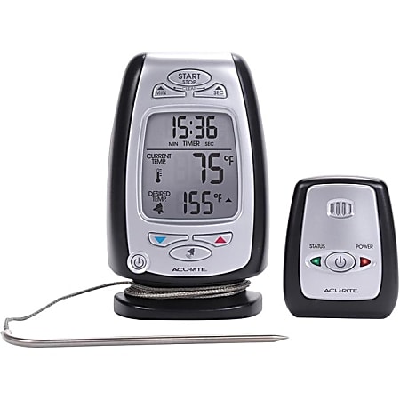 AcuRite Digital Meat Thermometer & Timer with Pager - Timer, Heat Resistant, Clock, Cord Management - For Meat, Kitchen, Food, Oven, Grill, Fryer, Cooker, Smoker, Barbecue