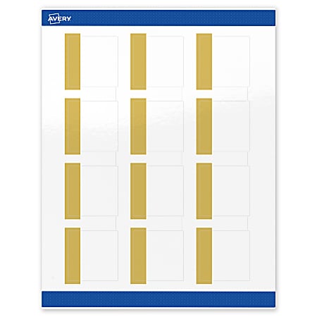 Avery® Print-To-The-Edge Labels & Sure Feed®, S00-DJP-PRWGP10, 2" x 2", Glossy White, Preprinted Dipped Gold Edge Design, Pack Of 120
