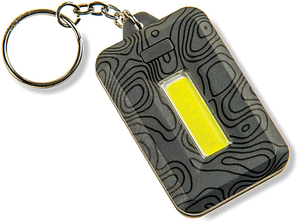 Carson 120-Lumen COB LED Keychain Flashlight With Stainless Steel Keyring, 2-7/16” x 1/2”, Gray