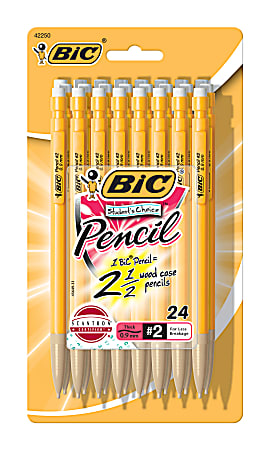 BIC Student's Choice Mechanical Pencil - #2 Lead Degree (Hardness) - 0.9 mm Lead Diameter - Black Lead - Yellow Wood Barrel - 24 / Pack