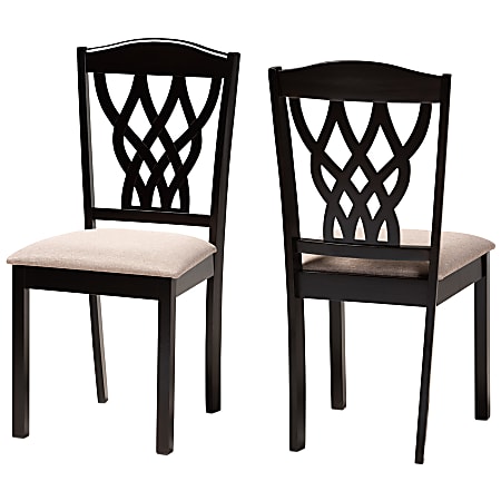 Baxton Studio Delilah Dining Chairs, Sand/Dark Brown, Set Of 2 Dining Chairs