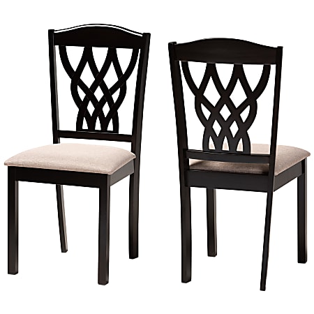Baxton Studio Delilah Dining Chairs, Sand/Dark Brown, Set
