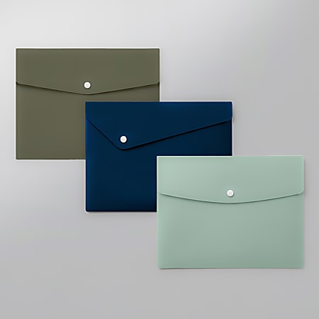 Office Depot® Brand Fashion Poly Snap Envelopes, Letter Size, Calm Current, Pack Of 3 Envelopes
