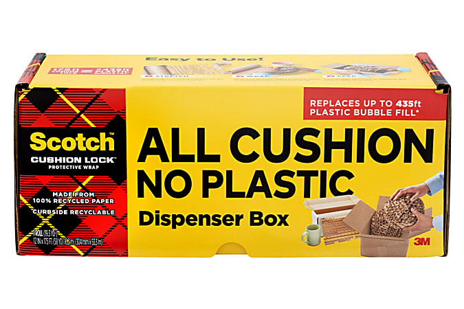 Scotch® Cushion Lock Protective Wrap, 12 in x 175 ft, 1 Roll, 100% Recycled Paper, Honeycomb Packing Paper, Alternative for Bubble Cushion Wrap, Brown
