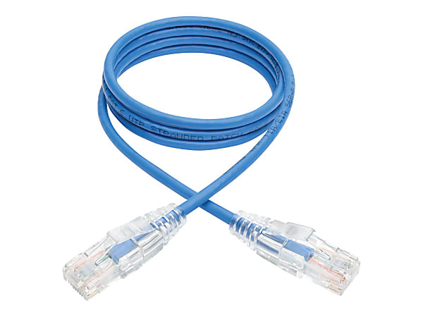 Tripp Lite 3ft Cat6 Gigabit Snagless Molded Slim UTP Patch Cable RJ45 M/M Blue 3' - First End: 1 x RJ-45 Male Network - Second End: 1 x RJ-45 Male Network - 1 Gbit/s - Patch Cable - 28 AWG - Blue