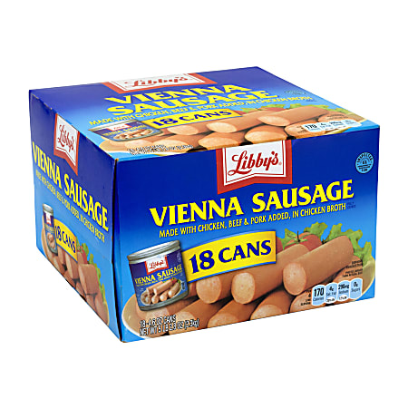 Libby's Vienna Sausage In Chicken Broth, 4.6 Oz, Pack Of 18 Cans