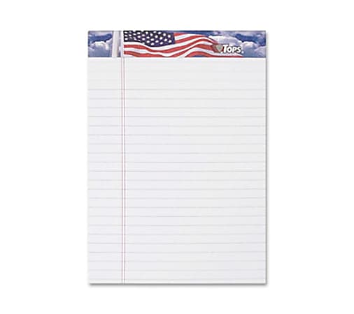 TOPS American Pride Binding Legal Writing Tablet - Jr.Legal - 50 Sheets - Strip - 16 lb Basis Weight - Jr.Legal - 5" x 8" - White Paper - Perforated, Bleed Resistant - 3 / Pack