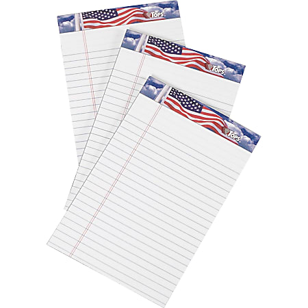 TOPS American Pride Binding Legal Writing Tablet - Jr.Legal - 50 Sheets - Strip - 16 lb Basis Weight - Jr.Legal - 5