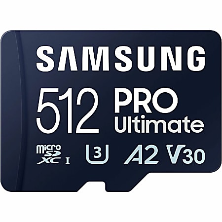 Samsung PRO Ultimate 512 GB Class 10/UHS-I (U3) V30 microSDXC - 1 - 200 MB/s Read - 130 MB/s Write - 10 Year Warranty