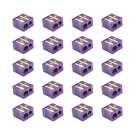 Baumgartens Dual Hole Plastic Pencil Sharpeners, Assorted Colors, Pack Of 20