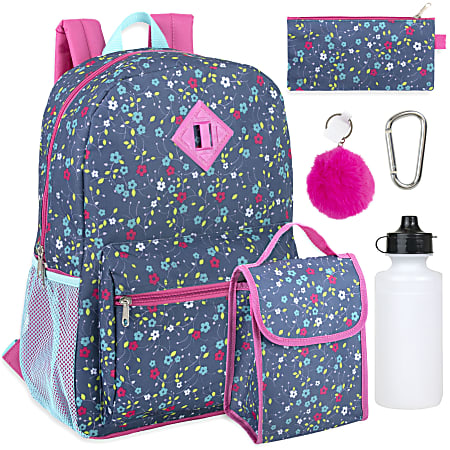 Trailmaker 6-Piece School Backpack And Accessories Set, Flowers