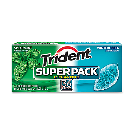 Trident® Wintergreen/Spearmint Super Packs, 1.3 Oz, Box Of 8