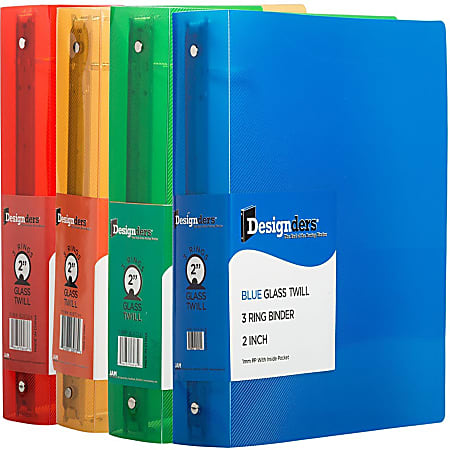 JAM PAPER 3 Ring Plastic Binder, 2 inch, Assorted, 4/Pack