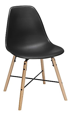 OFM 161 Collection Mid-Century Modern Molded Dining Chairs, Black, Set Of 4 Chairs