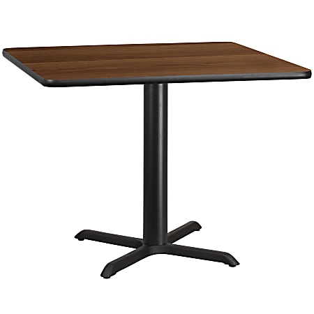 Flash Furniture Laminate Square Table Top With Table-Height Base, 31-1/8"H x 42"W x 42"D, Walnut/Black