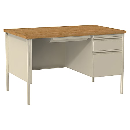 Lorell® Fortress Right Pedestal 48"W Writing Desk, Putty
