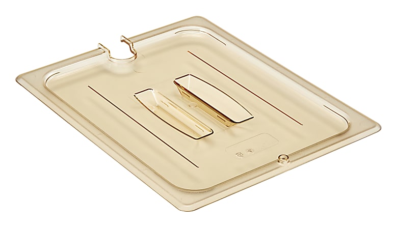 Cambro Camwear 1/2 H-Pan Notched Food Pan Lids With Handles, Amber, Set Of 6 Lids