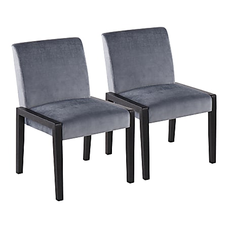 LumiSource Carmen Contemporary Dining Chairs, Black/Crushed Blue Velvet, Set Of 2 Chairs