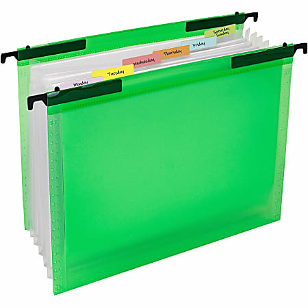 C-Line Letter Expanding File - 8 1/2" x 11" - 7 Pocket(s) - Green - 1 Each