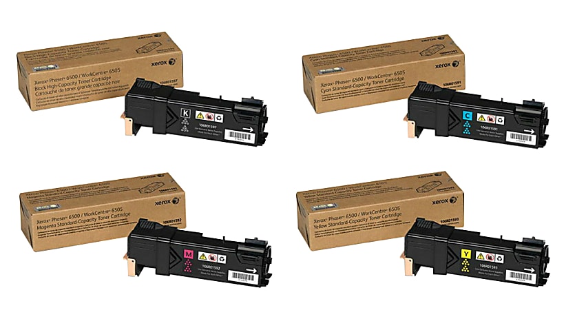 Xerox® Genuine 6500 XRX6500SET-OD Black/Cyan/Magenta/Yellow Toner Cartridges, Pack Of 4 Cartridges