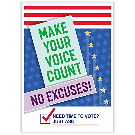 ComplyRight™ Get Out The Vote Posters, Make Your Voice Count, English, 10" x 14", Pack Of 3 Posters