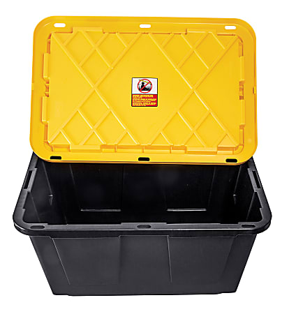 27 Gal. Tough Storage Tote in Black with Yellow Lid