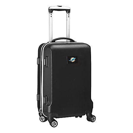Denco 2-In-1 Hard Case Rolling Carry-On Luggage, 21"H x 13"W x 9"D, Miami Dolphins, Black