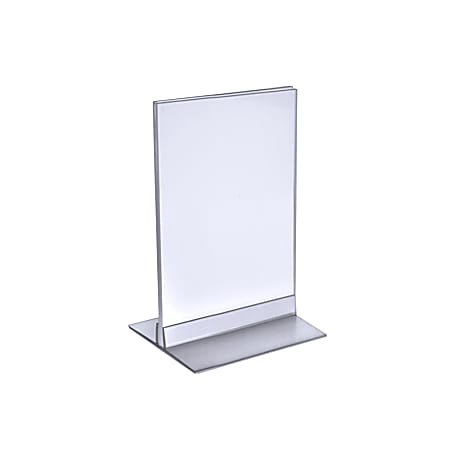 Azar Displays Acrylic Vertical/Horizontal T-Strip Sign Holders, 5 1/2" x 8 1/2", Clear, Pack Of 10